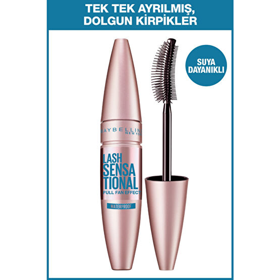 Maybelline New York Lash Sensational Yelpaze Etkili Suya Dayanıklı Siyah Waterproof Maskara