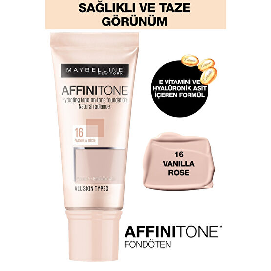 Maybelline New York Nemlendirme Etkili Fondöten - Affinitone Foundation 16 Vanilla Rose 30 ml 3600530427482 Fondötenler Fiyatı