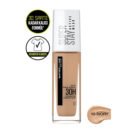 Maybelline New York Superstay Active Wear Fondöten- 10 Ivory Fondötenler Fiyatı