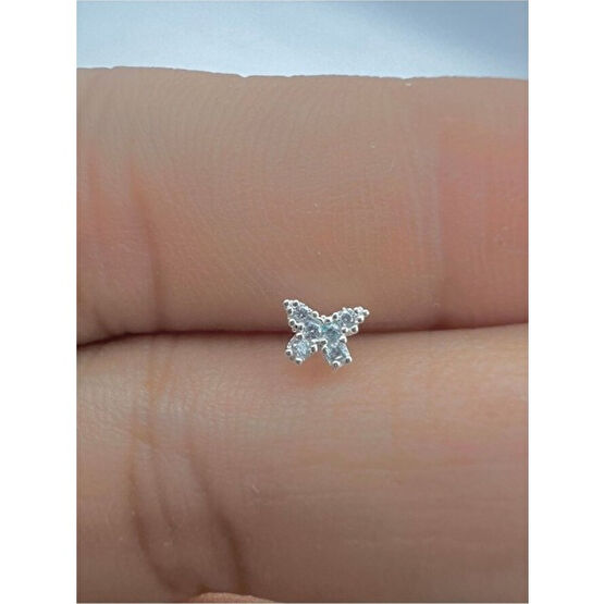 Mazen 925 Ayar Gümüş Hızma. Zirkon Taşlı Kelebek Model Gümüş Renk Hızma Fiyatı