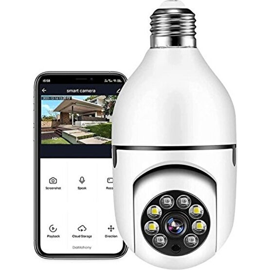 melekstore Wifi 360 Panoramik Ampul Kamera Gece Görüş Ses Akıllı Hareket Algılayıcı Dekoratif Lamba Fiyatı