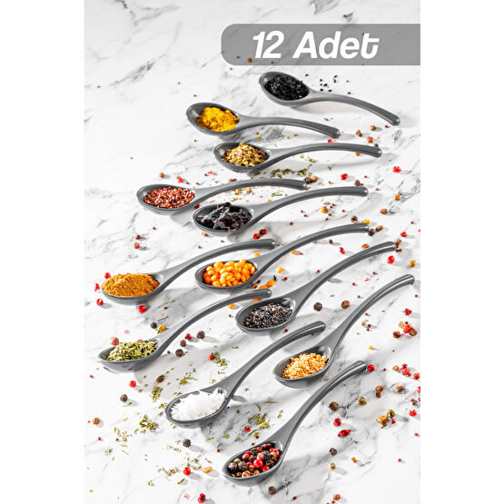 Meleni Home 12 Adet Baharat Kaşığı - Şeker Reçel Baharatlık Kaşığı Antrasit Çatal / Kaşık / Bıçak Takımları Fiyatı
