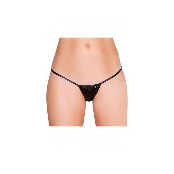 Merry See Siyah Deri Görünümlü Tanga