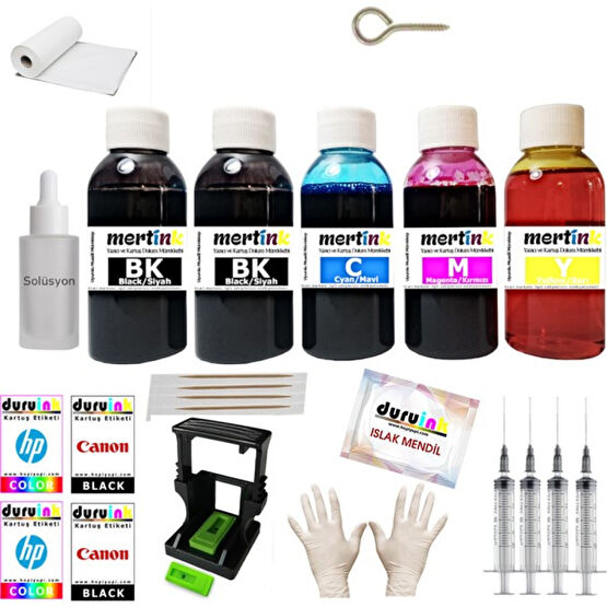 Mertink Canon Pixma E414 PG46 CL56 Yazıcı Uyumlu Kartuş Dolum Seti 5 Li Set 5X100ML Mürekkep - Renkli Kartuş Dolum Ürünleri Fiyatı