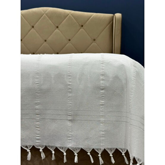 Met Shopping 175 x 230 Çift Kişilik Fitilli & Saçaklı Pike - Beyaz Pike & Pike Takımı Fiyatı
