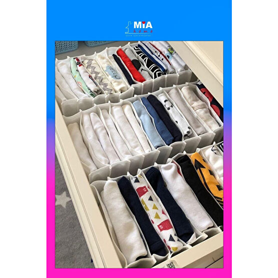 MİA Home Production Beyaz - X Large Boy / 8 Gözlü Çekmece Düzenleyici - Cepli Organizer - Akordiyon Düzenleyici Dolap İçi Düzenleyici Fiyatı