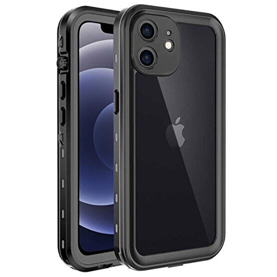 Microsonic Apple Iphone 12 Kılıf Waterproof 360 Full Body Protective Siyah Telefon Kılıfı Fiyatı
