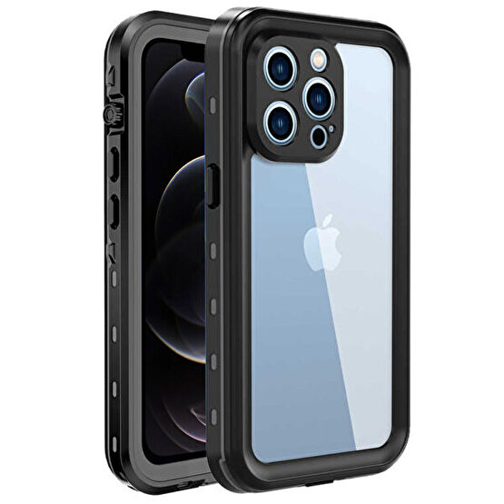 Microsonic Apple Iphone 12 Pro Max Kılıf Waterproof 360 Full Body Protective Siyah Telefon Kılıfı Fiyatı