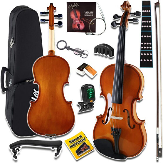 Midex CVL-742-PAK-1/2 Çocuk Kemanı 8-10 Yaş 2/4 (Yastık Tuner Susturucu Çanta Yay Tel Reçine) - Açık Kahve Kemanlar Fiyatı
