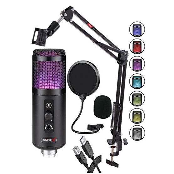 Midex V5 RGB Set USB Condenser Stüdyo Oyuncu ve Yayıncı Mikrofonu Bilgisayar Mikrofonu Fiyatı
