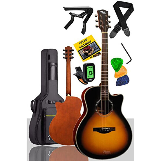 Midex Xc-400 4/4 Yetişkin Boy Sunburs Akustik Gitar (Çanta Tuner Askı Capo) Akustik Gitarlar Fiyatı