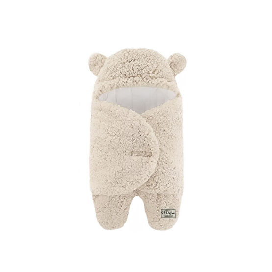 migie 0-4 Ay Bebek Dış Kundak Uyku Tulumu Kıvırcık Wellsoft Peluş Bej Bebek Battaniyesi Fiyatı