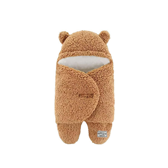 migie 0-4 Ay Bebek Dış Kundak Uyku Tulumu Kıvırcık Wellsoft Peluş Kapuçino Bebek Battaniyesi Fiyatı
