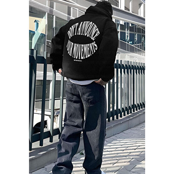 Millionaire Erkek Siyah Dont Announce Kapüşonlu Oversize 3 iplik Şardonlu Salaş Bol Kesim Hoodie Sweatshirt M-L Beden Bayan Sweatshirt Fiyatı