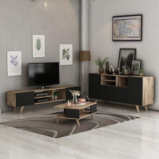 Minar Dore Çırağan-Siyah Modern Oturma Odası Takımı