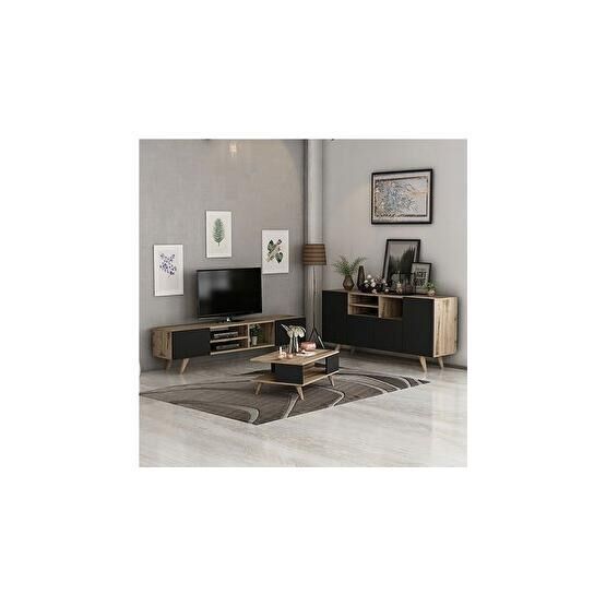 Minar Dore Çırağan-Siyah Modern Oturma Odası Takımı