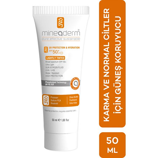 Mineaderm Uv Protection & Hydration Lightly Tinted / Renkli Uv Koruma ve Nemlendirici Güneş Kremi Spf 50+ / 50 ml Güneş Kremleri ve Losyonları Fiyatı