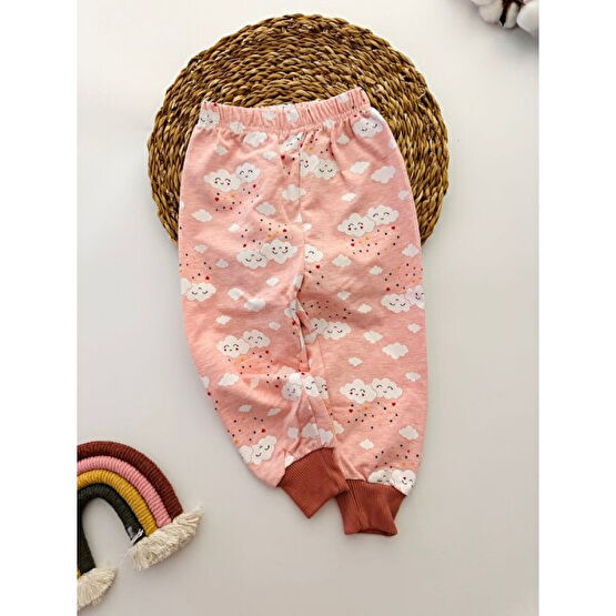 Miniğimin Cicileri Kız Çocuk Bulut Desenli Esnek Pamuklu pijama alt - Pastel Pembe Erkek Çocuk Pijama Fiyatı