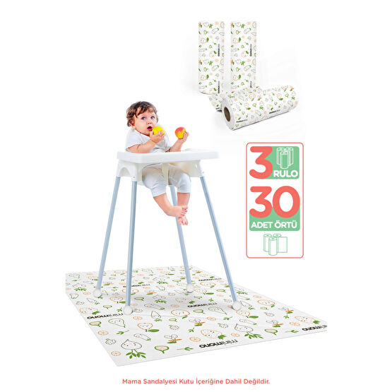 Minimono Mama Sandalyesi Altı Ve Aktivite Ek Gıda Örtüsü | 3lü Paket 30 Adet | Kullan At | Meyve & Sebze Mama Sandalyesi Fiyatı