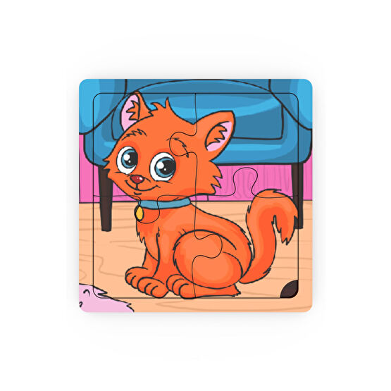 minİQ toys Minıq Toys Ahşap Saskin Kedi Mini Puzzle (4 Parca) Puzzle & Aksesuarları Fiyatı