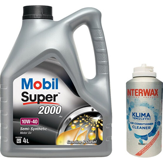 Mobil Super 2000 X1 10W40 Motor Yağı 4 lt ( Üretim Yılı: 2023 ) + Interwax Klima Temizleyici Motor Yağı Fiyatı
