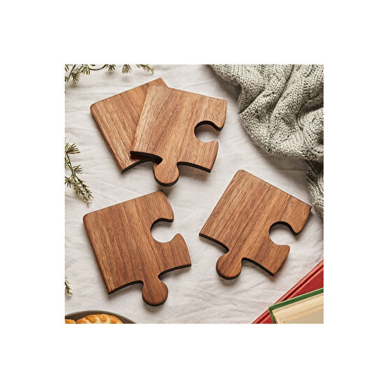 Moccoll Ahşap Desenli Puzzle Mdf Bardak Altlığı 4lü Set 10x10 Cm Masaüstü Dekorasyon Eşyası Mutfak Gereçleri Fiyatı