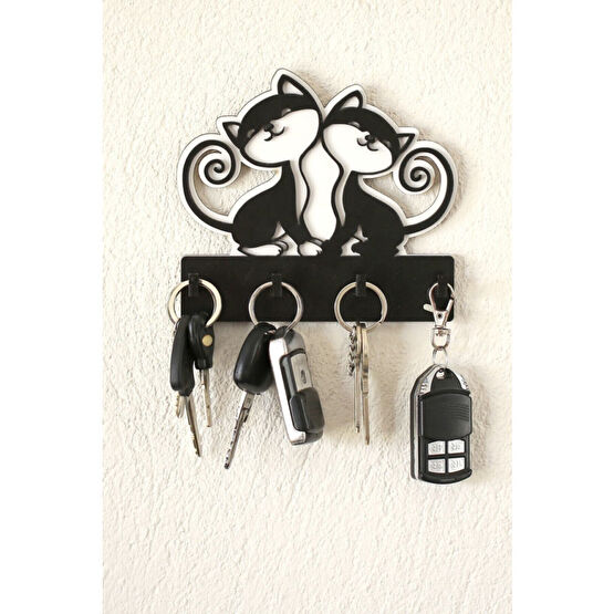 Moccoll Sevimli Kediler Mdf Duvar Askılığı Lazer Kesim 15x13 Cm Antre Duvar Süsü Anahtarlık Fiyatı