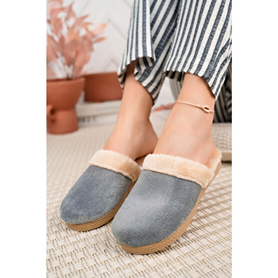 Modafırsat Kışlık Ev Terliği Gri Peluş Yünlü Kadın Terlik Misafir Çeyiz Bohça Gelin Terliği 37 Beden Unisex Sandalet Fiyatı