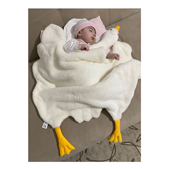 Modakids Krem Sevimli Çocuk Bebek Battaniyesi Ördek Kışlık Peluş Welsoft Kaz Battaniye Bebek Battaniyesi Fiyatı
