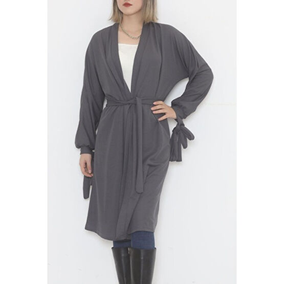 Modaymış Kemerli Kimono Füme - 10015.1778. Kadın Kaban Fiyatı
