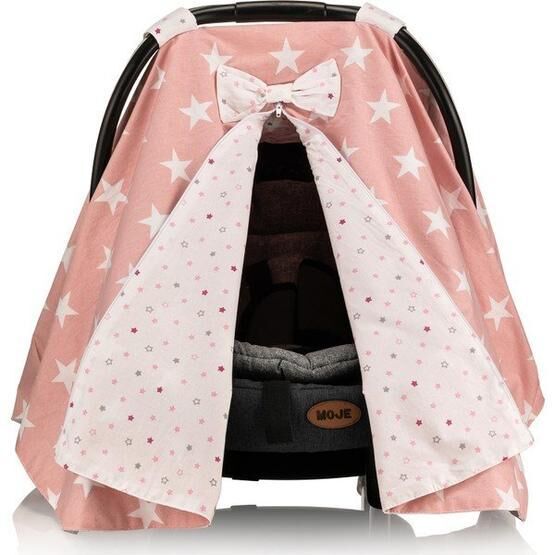 Moje Pembe Yıldız Poplin Puset Bebek Arabası Örtüsü