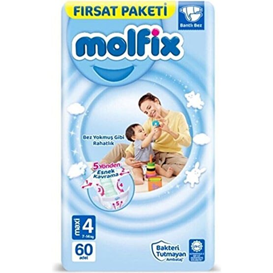 Molfix 4 Numara Bebek Bezi 7-14 kg 60'lı Bebek Bezi Fiyatı