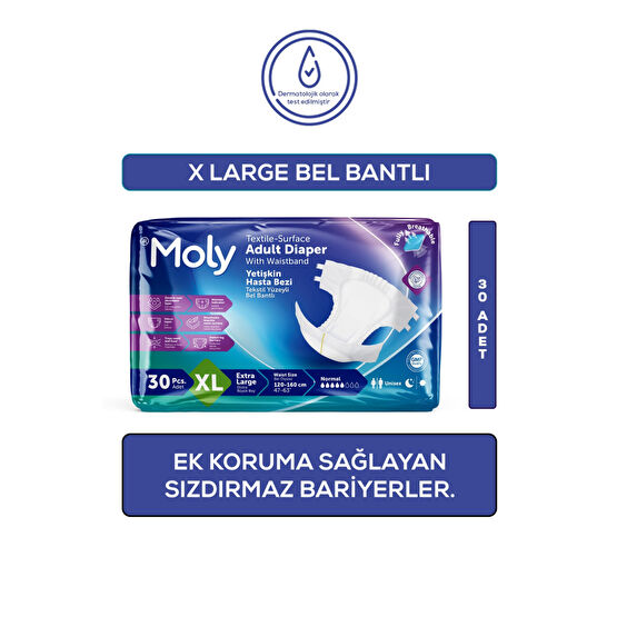 Moly Bel Bantlı Hasta Bezi X Large 30lu XL Beden Hasta Bezleri ve Temizliği Fiyatı
