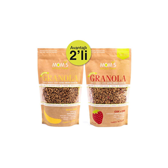 Moms Natural Foods 2Lİ GRANOLA - MUZ CEVİZ 360 G - ÇİLEK CHIA 360 G Kahvaltılık Gevrek Fiyatı