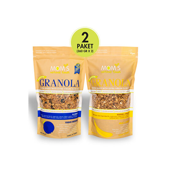 Moms Natural Foods 2Lİ GRANOLA - YABANMERSİNİ 360 G - MUZ CEVİZ 360 G Kahvaltılık Gevrek Fiyatı