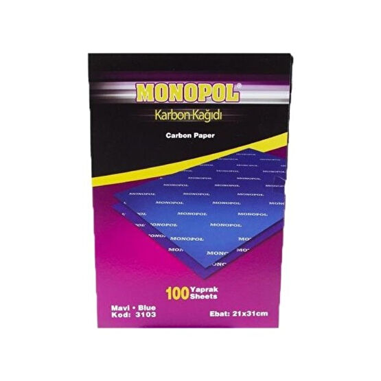 Monopol Karbon Kağıdı Monopol Karbon Kağıdı Mavi Renk 20 Adet Yardımcı Malzeme Fiyatı