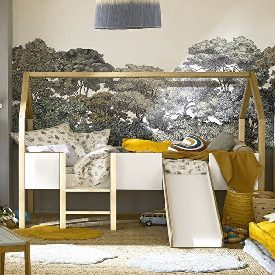Montessori Ranza Oyun Alanlı Karyola Kaydıraklı Ranza Çocuk Yatak - Beyaz - 90 x 190 cm Ranza Fiyatı