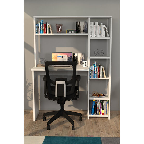 Moonlife Duru Kitaplıklı Çalışma Masası Beyaz Çalışma Masası Fiyatı