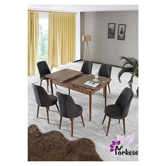 Morkese 80X130(Kapali) 80X170(Acik) Yemek Odasi Takimi Mutfak Masasi Takimi Yemek Masasi 6 Kisilik Yemek Odası Takımı / Seti Fiyatı