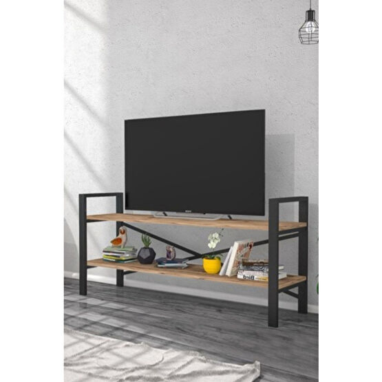 Morpanya Tv Sehpası Raflı Tv Ünitesi Metal Kitaplıklı Televizyon Sehpası Lcd Masa Sehpa Ceviz Tv Ünitesi / Sehpası Fiyatı