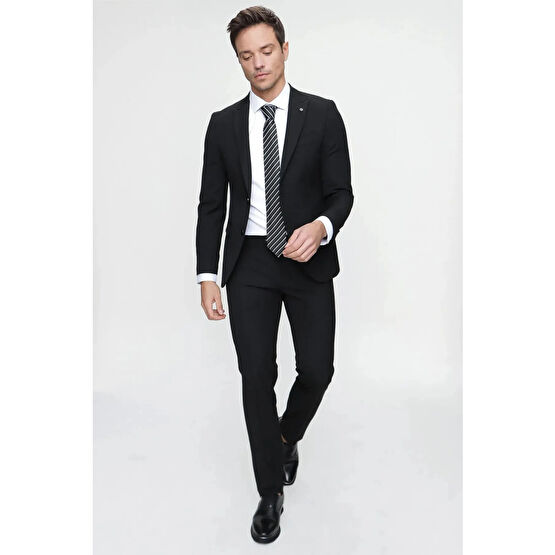 Morven Erkek Siyah Basic Düz Slim Fit Dar Kesim 6 Drop Takım Elbise 50 Beden Erkek Takım Elbise Fiyatı