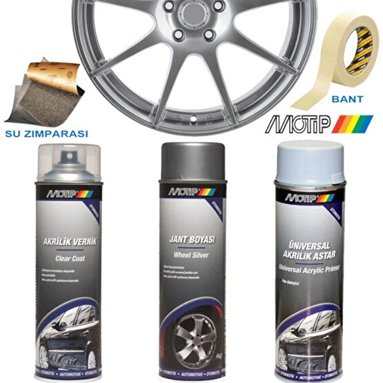 Motip Akrilik Jant Boyası -  Boyama Seti Vernik + Astar 500 ml - Mat Siyah Oto Boyaları Fiyatı