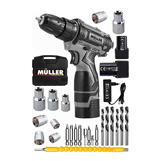 Müller Germany Ex-torq 58 V 6 Ah Otomatik Korumalı Metal Şanzuman Çift Akülü Şarjlı Matkap 27 Parça Set Akülü Vidalama Makinesi Fiyatı