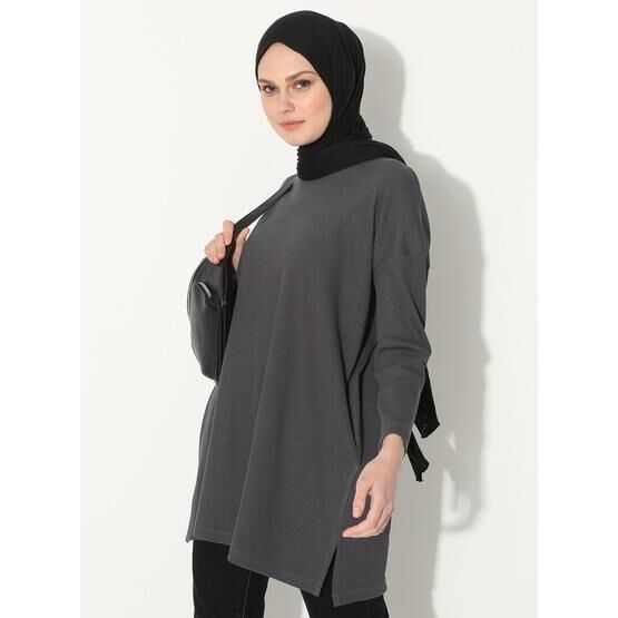 Muni Muni Antrasit Doğal Kumaşlı Tunik