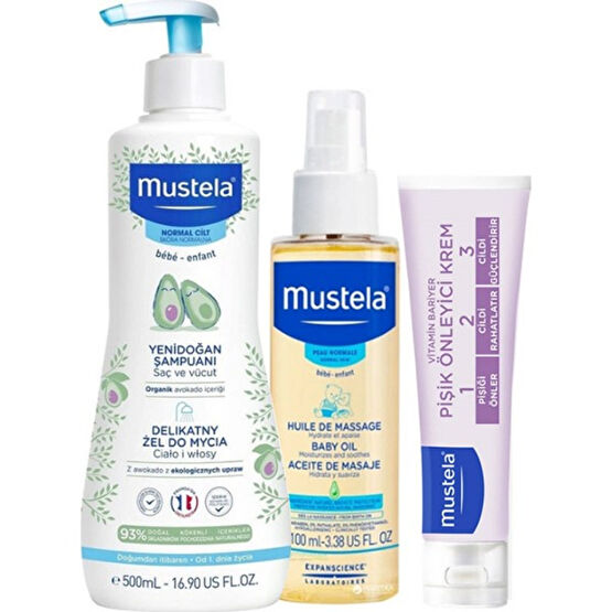 Mustela Bebek Günlük Çözüm Seti (500ml.Şam+50ml.Pişik Kremi+100ml.Oil) Bebek Bakım Seti Fiyatı