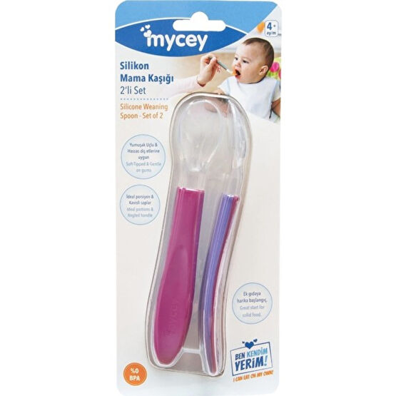 Mycey Silikon Uçlu 2'li Kaşık TCM06215 - Mor Mama Seti Fiyatı