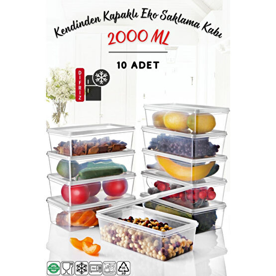 Nandy Home 10 Adet Kendinden Kapaklı Derin Dondurucuya Uygun Saklama Kabı 2 Lt Saklama Kapları Fiyatı