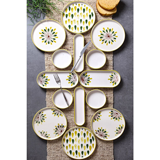 Nandy Home 14 Parça 6 Kişilik Handmade Yeşil Nokta Kahvaltı Takımı - Lüx Kahvaltılık Sunum Seti Kahvaltı Takımı Fiyatı