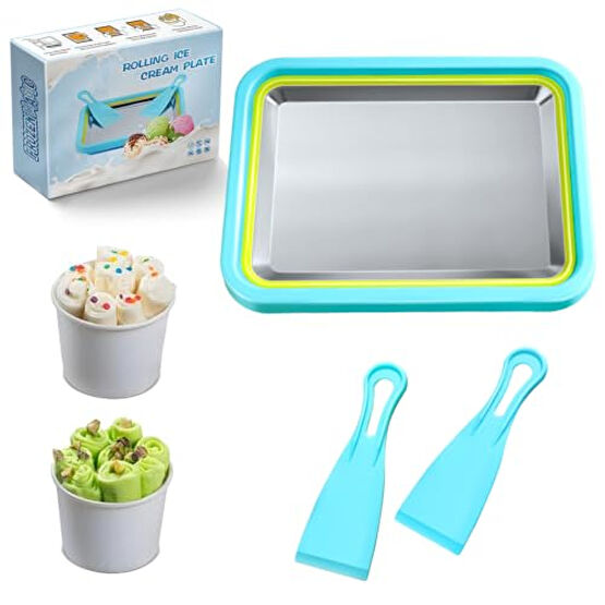 Nenkarn Mini Rolled Ice Cream Maker, Frozen Yogurt Rolls Tray, Instant Cold Plate Ice Cream Maker, Homemade DIY Smoothies, Ideal for Family Hands-on Activities (Lake Blue) Dondurma Makinesi Fiyatı