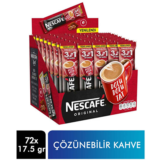 Nescafe 3'ü 1 Arada 17,5 gr 72'li Paket Diğer Fiyatı